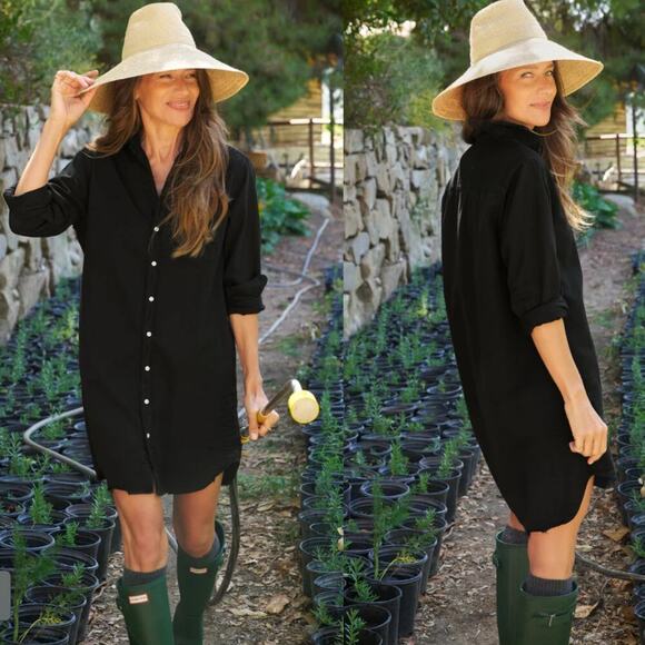 Frank & Eileen Mary Classic Shirtdress Black Famous Denim Size XL Mini Length - Picture 5 of 14